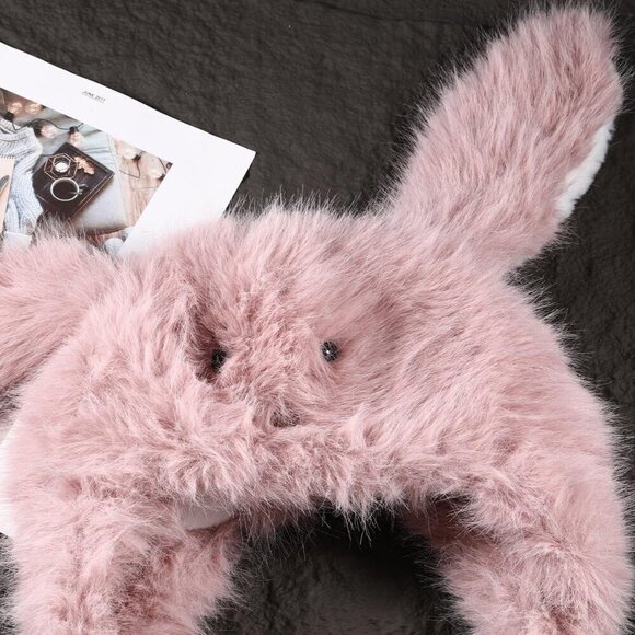 ? Iyoe Faux Fur Bunny Women Pink Cute Plush Rabbit Ears Winter Thick Cozy Hats main image 4